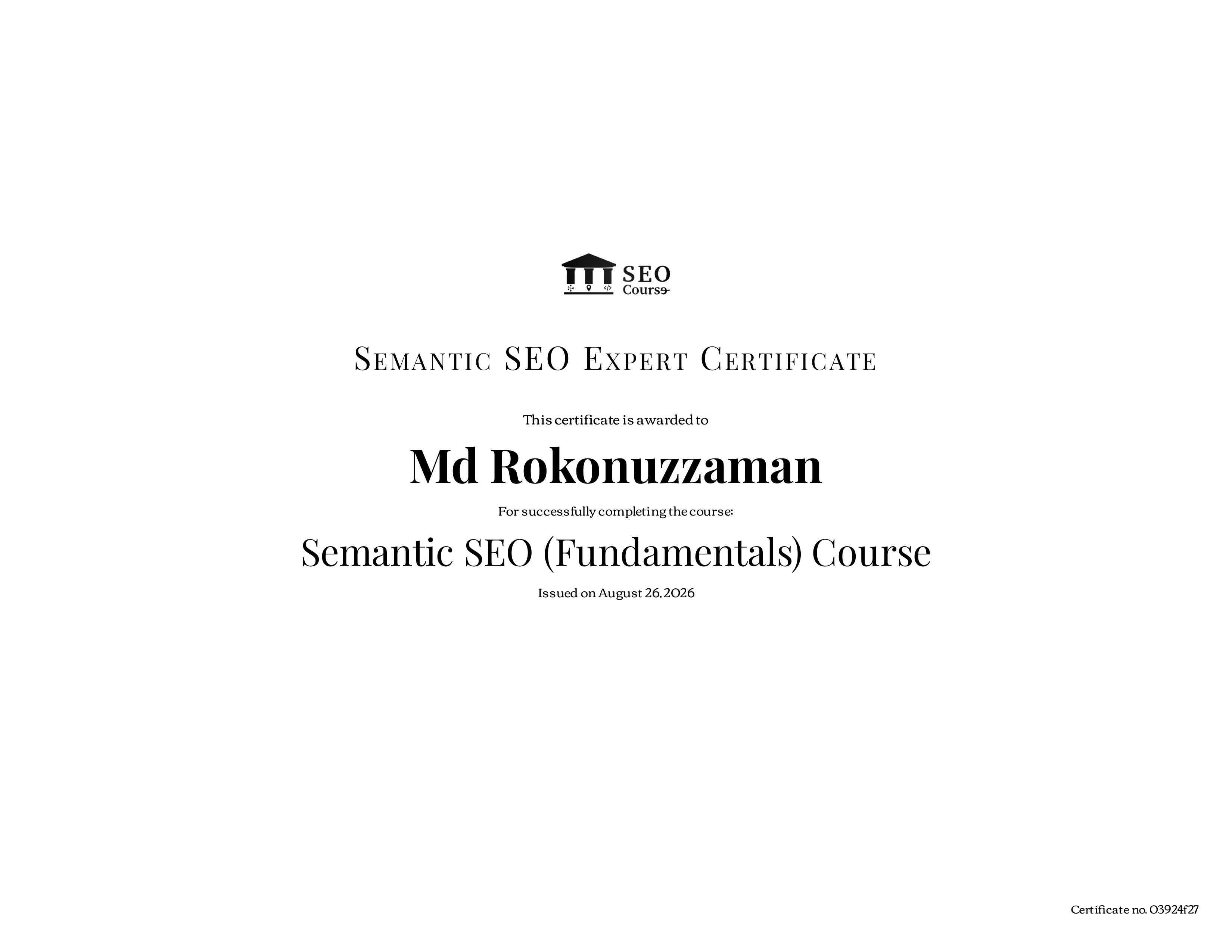 Semantic SEO Certified — Holistic SEO by Koray Tuğberk GÜBÜR